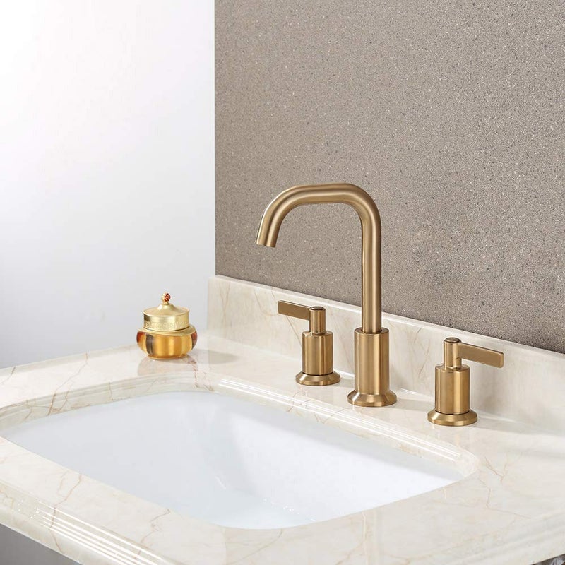 Derengge Two Handle Widespread Bathroom Sink Faucet with Pop up Drain,8 Inch Brushed Gold Lavatory Faucet 3 Hole,LF-3288-CS - Image 5